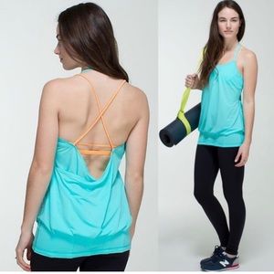 Lululemon Flow and Go Tank, size 4, blue and orange creamsicle